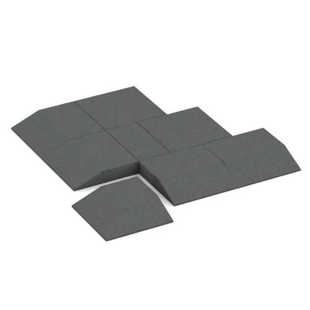 Typische Verlegung oder Einbausituation für den Artikel 0502 von WARCO - Płyta narożna (dwa boki w kształcie klina), Farbton Szary łupkowy in der Abmessung 500 x 500 x 100 mm.