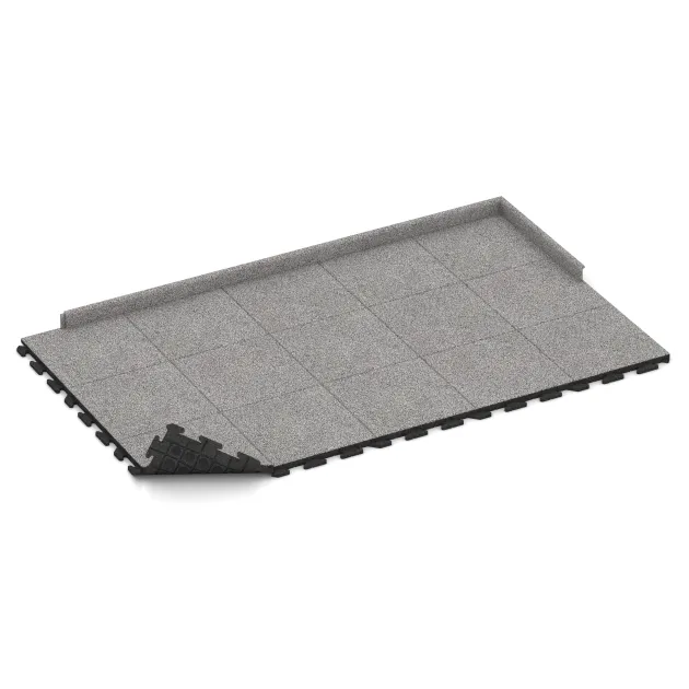 Typische Verlegung oder Einbausituation für den Artikel 4626 von WARCO - Nawierzchnia Fitness Płyty Gumowe Classic, Farbton Szary melanż in der Abmessung 500 x 500 x 40 mm.
