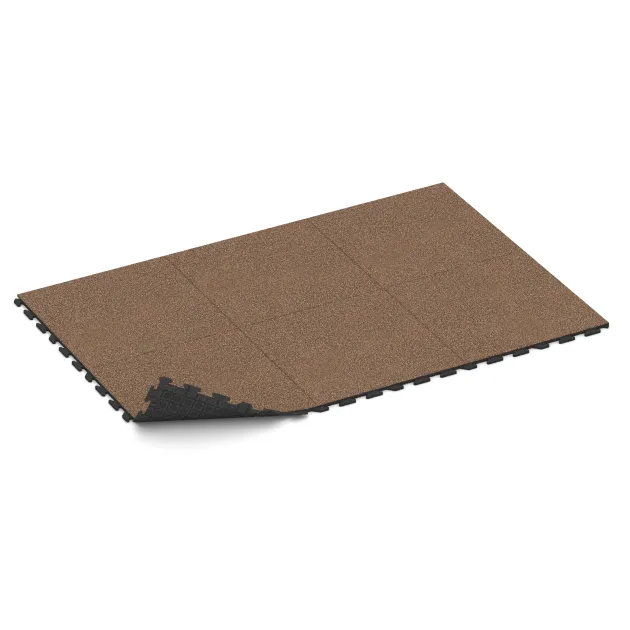 Typische Verlegung oder Einbausituation für den Artikel 1575 von WARCO - Nawierzchnia na place zabaw, Farbton Caffè latte in der Abmessung 1000 x 1000 x 30 mm.