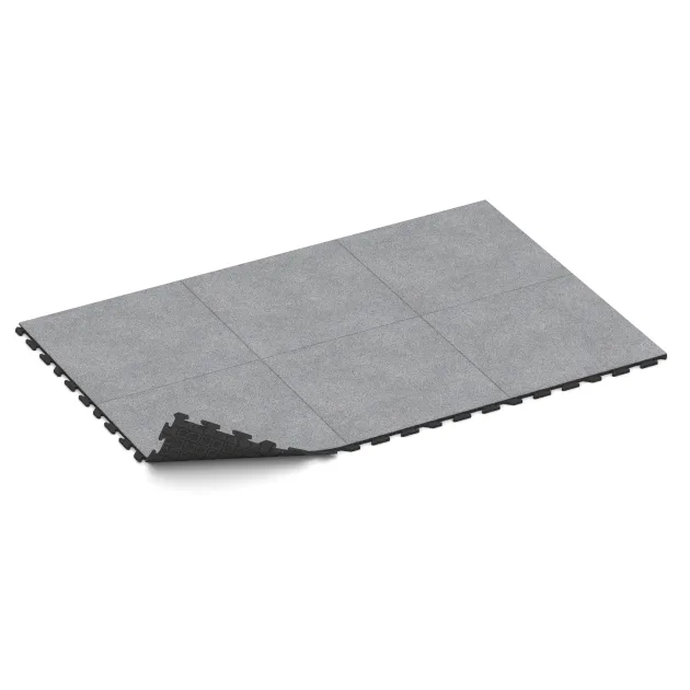 Typische Verlegung oder Einbausituation für den Artikel 4636 von WARCO - Nawierzchnia na place zabaw, Farbton Szary melanż in der Abmessung 1000 x 1000 x 30 mm.