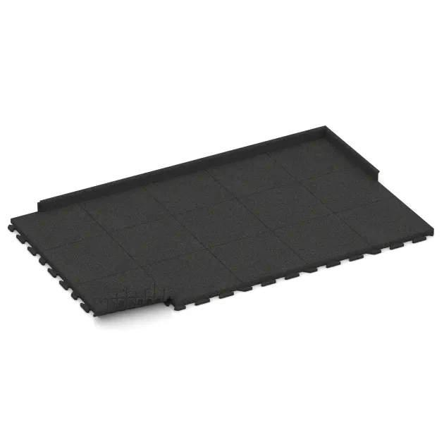 Typische Verlegung oder Einbausituation für den Artikel 1490 von WARCO - Nawierzchnia Fitness Płyty Gumowe Classic, Farbton Antracyt in der Abmessung 500 x 500 x 50 mm.