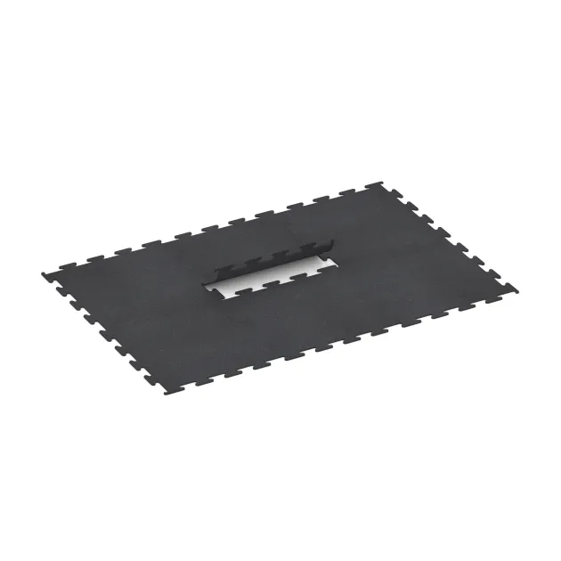 Typische Verlegung oder Einbausituation für den Artikel 3753 von WARCO - Nawierzchnia Fitness Performance Elite, Farbton Czerwony lekko nakrapiany in der Abmessung 1000 x 1000 x 10 mm.
