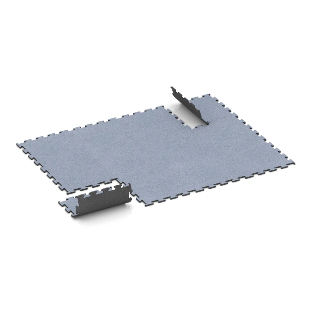 Typische Verlegung oder Einbausituation für den Artikel 6154 von WARCO - Fitness Performance Elite Nawierzchnia Treningowa, Farbton Szary mglisty in der Abmessung 50 x 50 x 1,5 cm | 0,25 m².