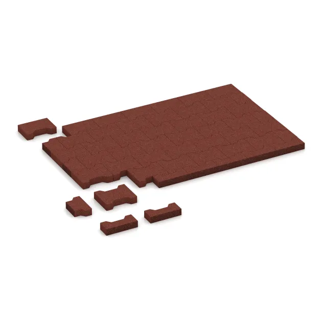Typische Verlegung oder Einbausituation für den Artikel 3654 von WARCO - Kostka brukowa gumowa, Farbton Czerwony ceglasty in der Abmessung 200 x 165 x 43 mm.