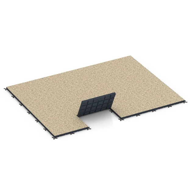 Typische Verlegung oder Einbausituation für den Artikel 7147 von WARCO - Podłoga na siłownię zewnętrzną, Farbton Trawertyn in der Abmessung 60 x 60 x 4 cm | 0,36 m².