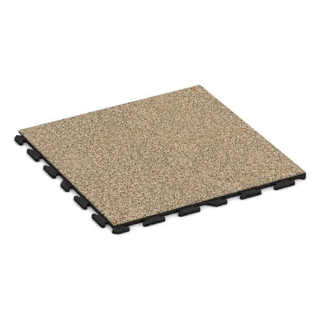 Foto der hinteren Seite vom unsymmetrischen WARCO-Formteil 1606: Nawierzchnia Fitness Płyty Gumowe Classic, Design Trawertyn, Maße 1000 x 1000 x 30 mm.