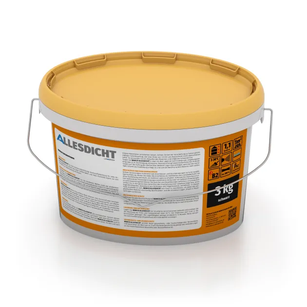 Foto der hinteren Seite vom unsymmetrischen WARCO-Formteil 0004: ALLESDICHT – Gumowa powłoka prosto z wiadra, Design Czarny, Maße 3 kg.