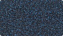 Próbka koloru Niebieski nakrapiany WARCO dla nawierzchni dwukolorowych z czarnego granulatu gumowego SBR z domieszką 20% niebieskiego EPDM.