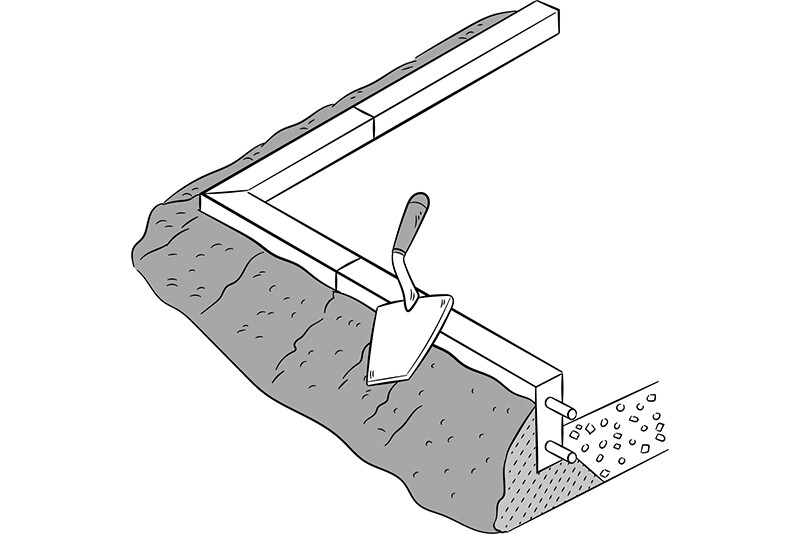Szkic przedstawiający sposób montażu krawężników elastycznych WARCO.